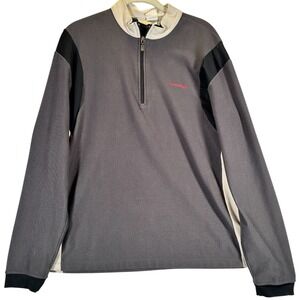 SUGOI Men's 1/4 Zip Gray and Black Pullover Fleece‎ No Size Tag